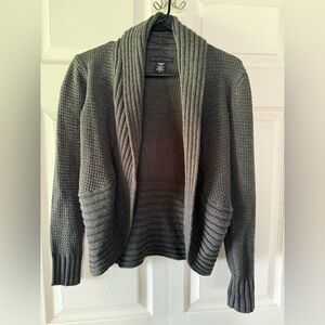 Apostrophe Women's Dark Gray Knit Open-Front Cardigan